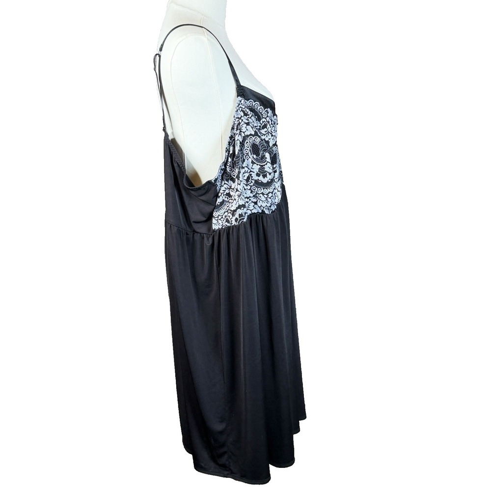 3X Delta Burke Vintage Black Flora Lace Babydoll Lingerie Nightie Chemise Slip - Picture 5 of 11